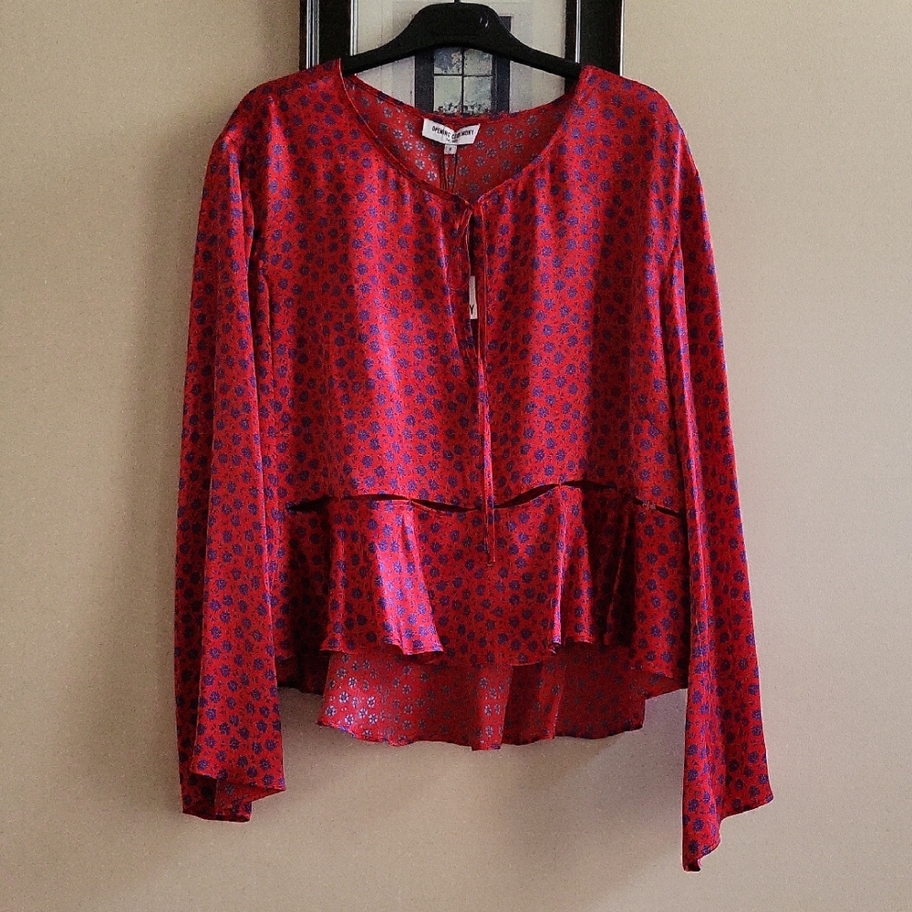 Opening Ceremony Red and Blue Silk Blouse